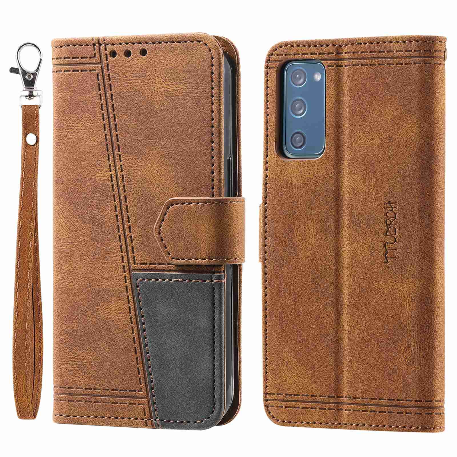 TTUDRCH For Samsung Galaxy S20 FE 2022/S20 FE/S20 Fan Edition/S20 FE 5G/S20 Fan Edition 5G/S20 Lite 004 Splicing PU Leather RFID Blocking Stand Wallet Phone Case with Strap - Brown TTUDRCH For Samsung Galaxy S20 FE 2022/S20 FE/S20 Fan Edition/S20 FE 5G/S20 Fan Edition 5G/S20 Lite 004 Splicing PU Leather RFID Blocking Stand Wallet Phone Case with Strap - Brown